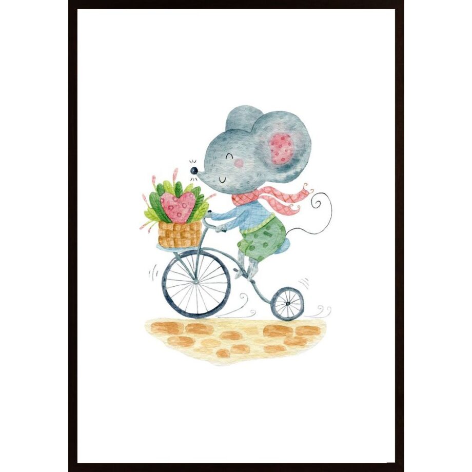 Mouse Rides A Bicycle Poster